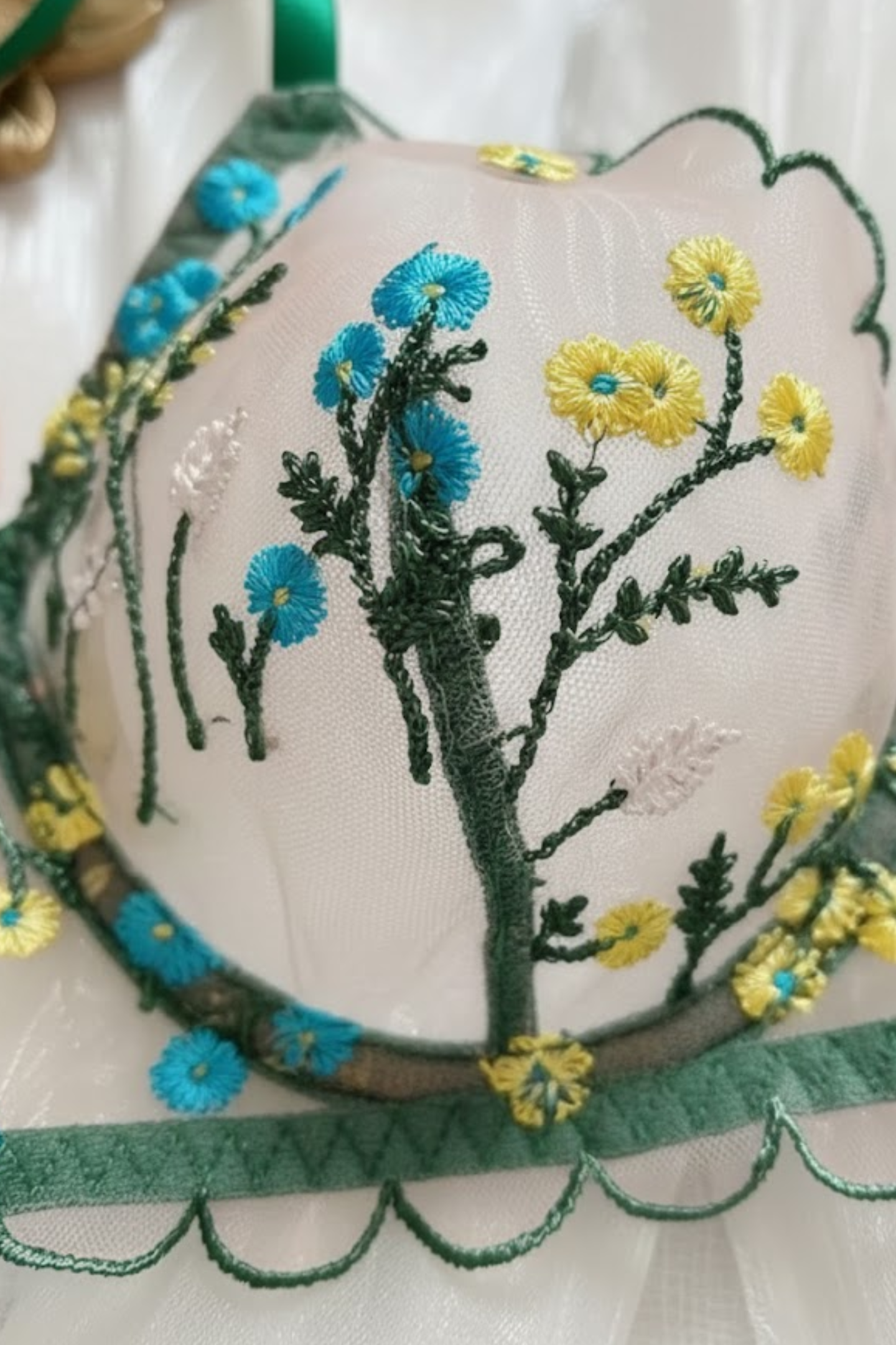 Green Embroidered Lingerie Set