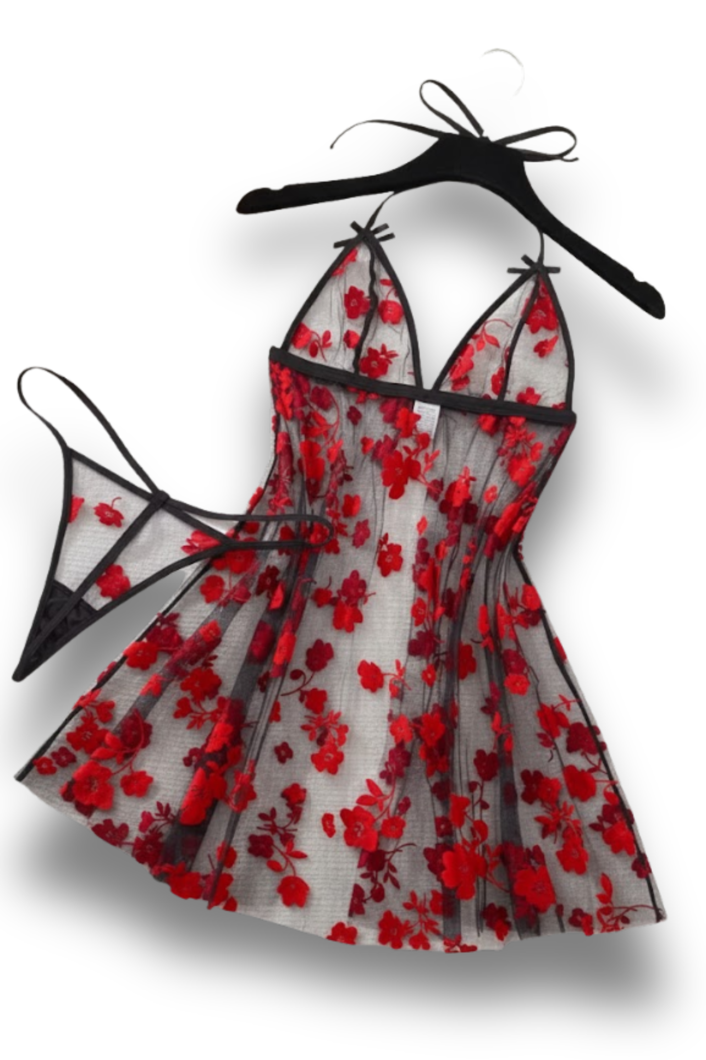 Sexy Floral 2pcs Women's Mesh Lace Nightgown Set