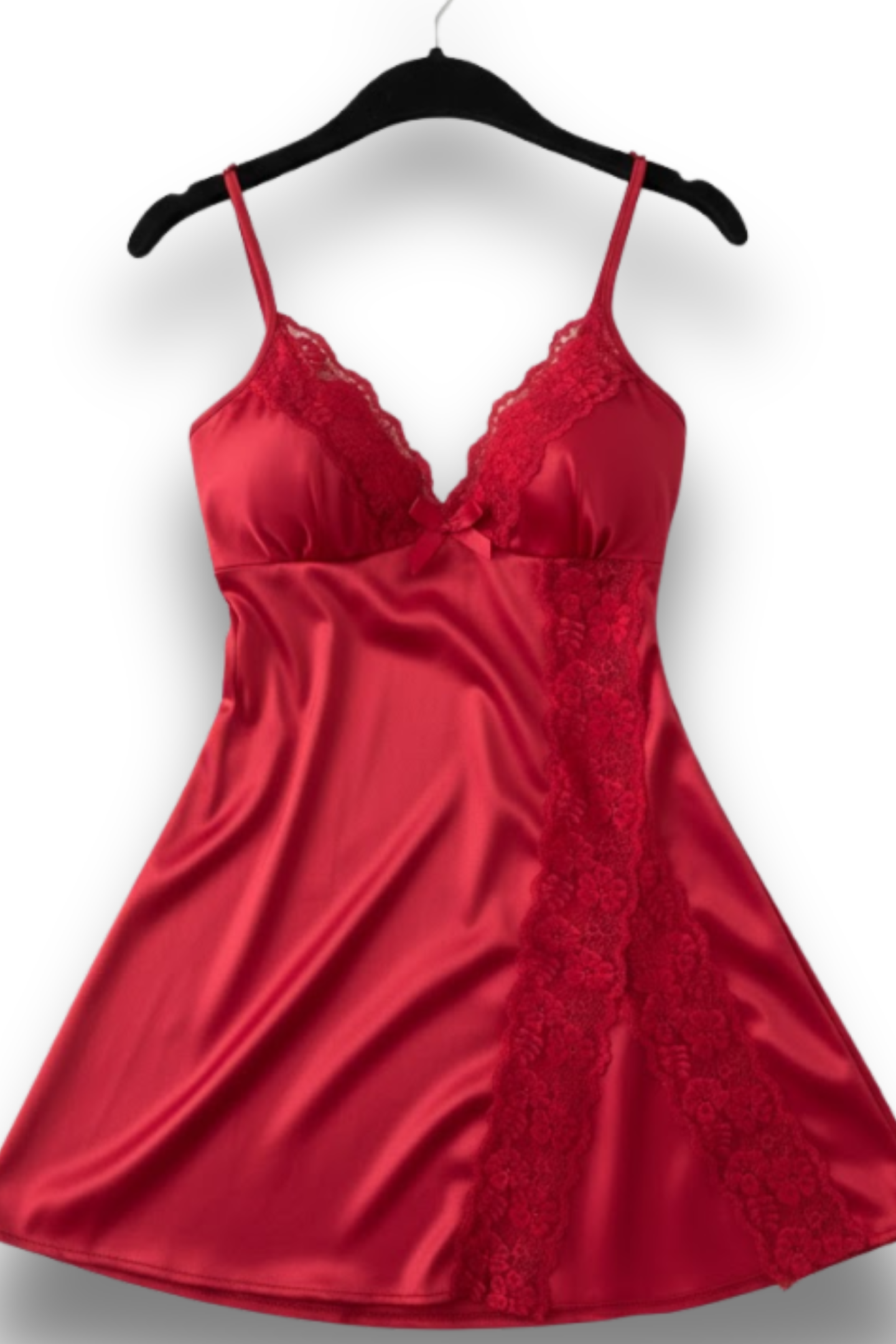 Elegant Bow-Trimmed Camisole Nightgown | Fashion Lace-Trimmed Slit Sleep Dress