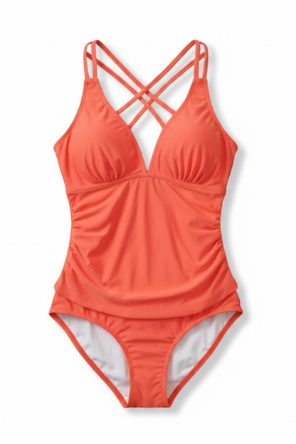 Criss-Cross Back Adjustable Strap One-Piece Women's Swimsuit