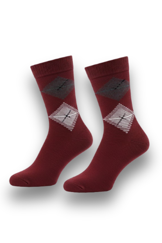 Men's Burgundy Diamond Sock