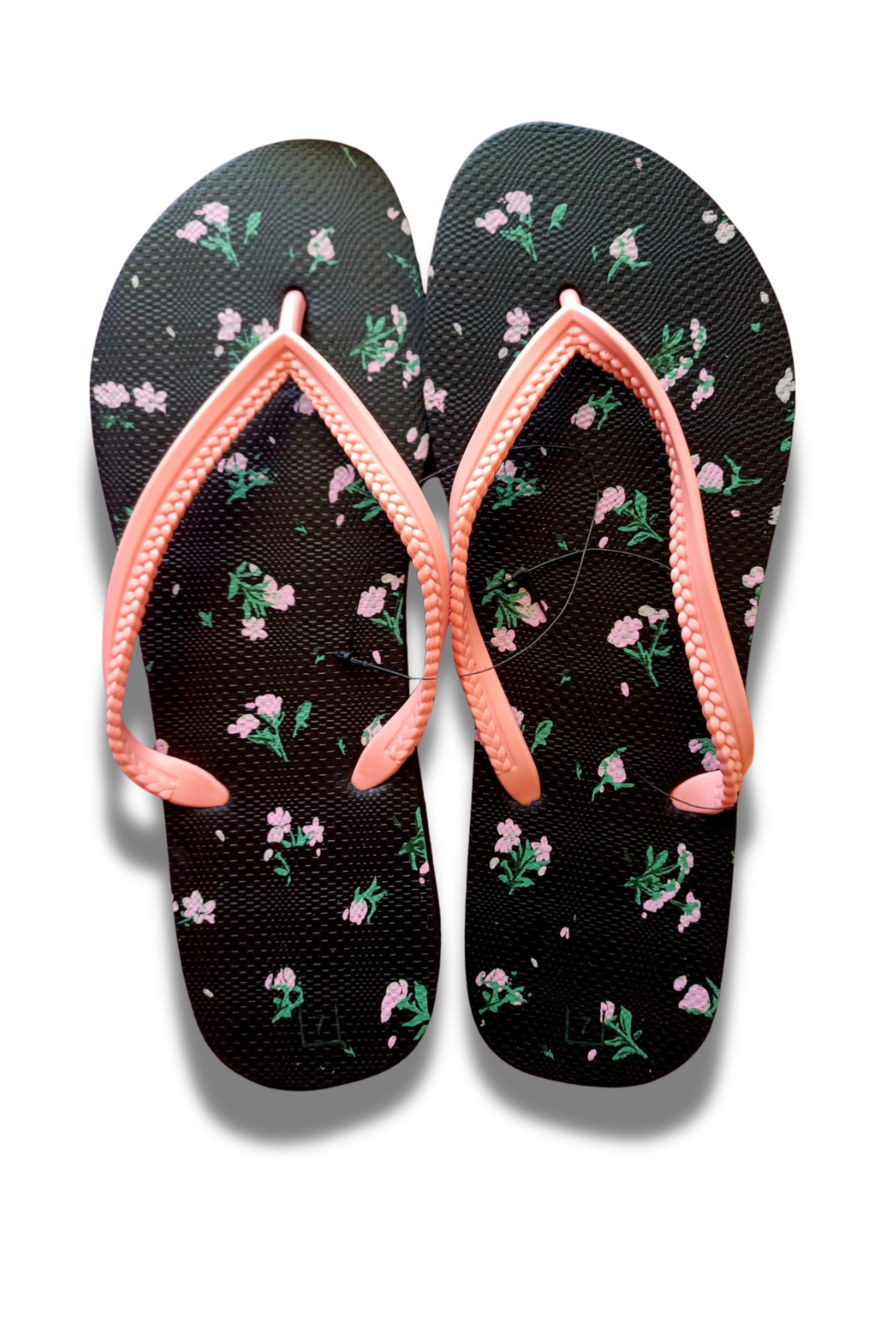 Gymrat Women's Quick-Dry Black Floral Beach Flip Flops - Non-Slip (Floral)