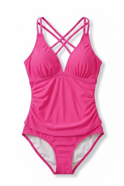 Criss-Cross Back Adjustable Strap One-Piece Women's Swimsuit