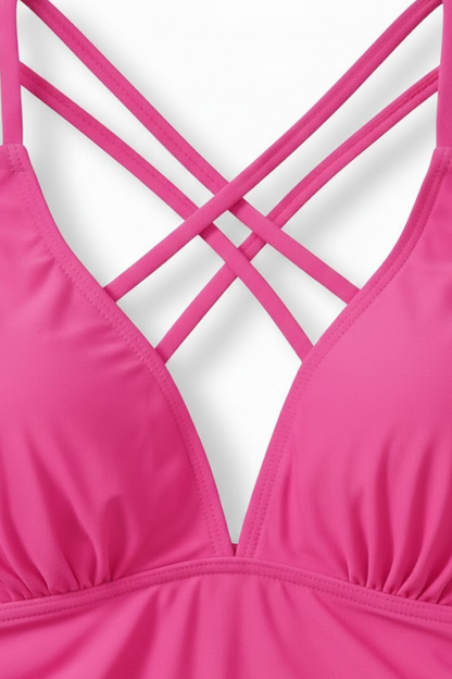 Criss-Cross Back Adjustable Strap One-Piece Women's Swimsuit