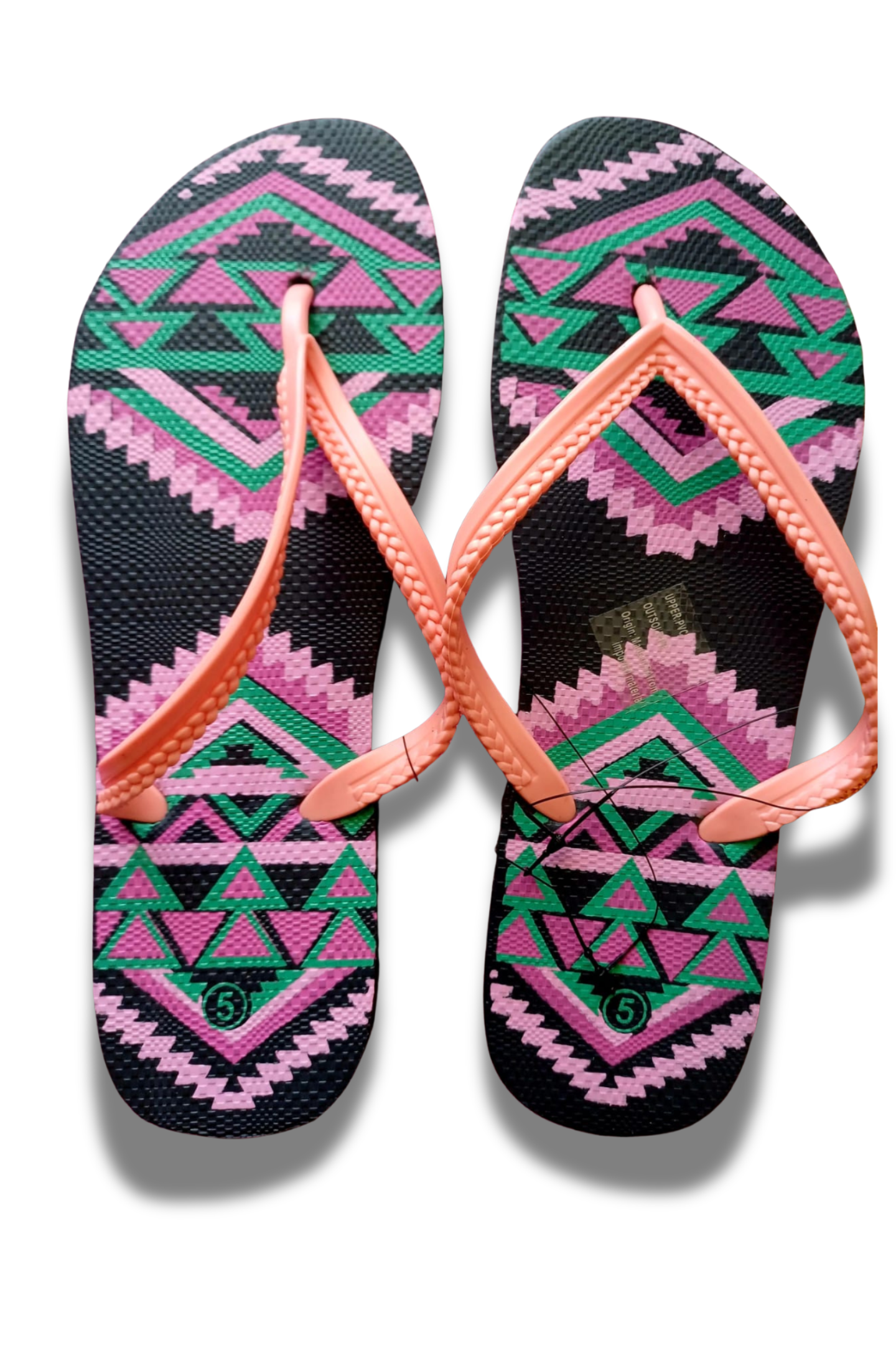 Gymrat Women's Quick-Dry Geometric Beach Flip Flops - Non-Slip (Patterned)