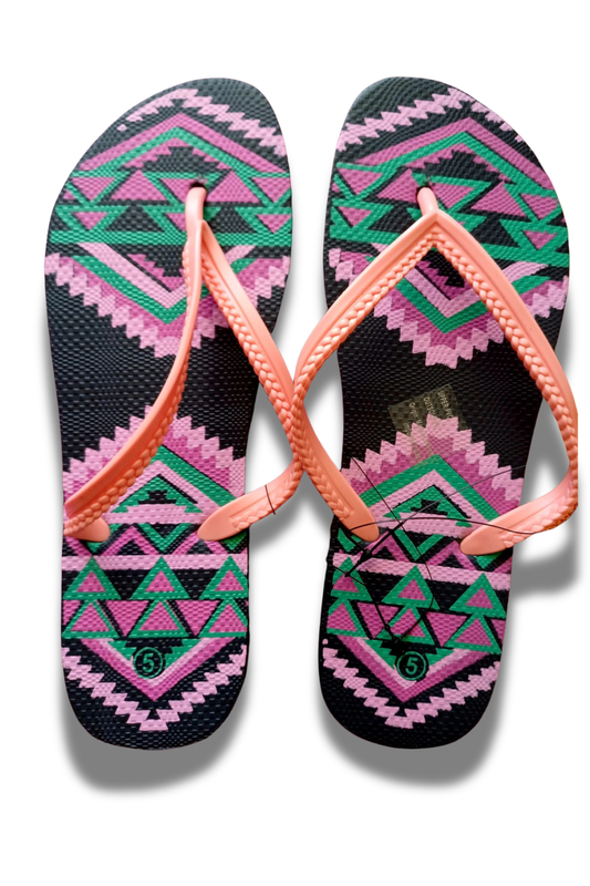 Gymrat Women's Quick-Dry Geometric Beach Flip Flops - Non-Slip (Patterned)